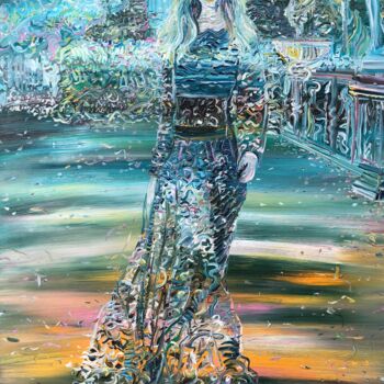 Pintura intitulada "WOMAN AND GARDEN" por Lautir, Obras de arte originais, Óleo