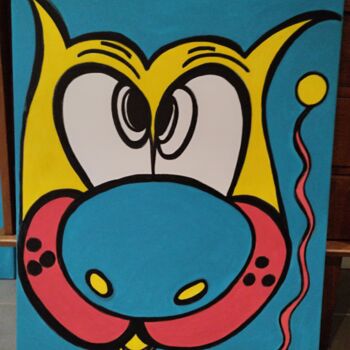 Painting titled "grosse tête" by Salvadore C, Original Artwork, Acrylic Mounted on Wood Stretcher frame