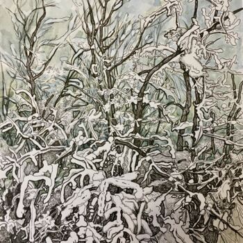 Painting titled "''Winter landscape'…" by Raffi Ghazaryan, Original Artwork, Gel pen