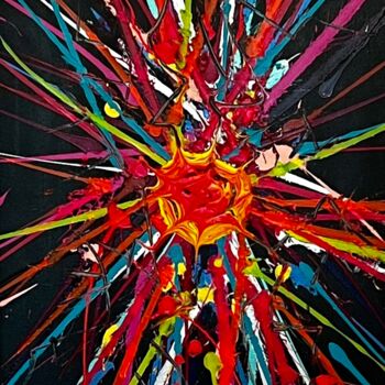Painting titled "Neurone 4" by Xale, Original Artwork, Acrylic Mounted on Wood Stretcher frame