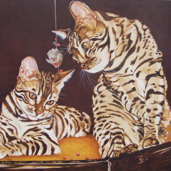 Painting titled "Bengalkatzen" by Lilla Varhelyi, Original Artwork, Oil