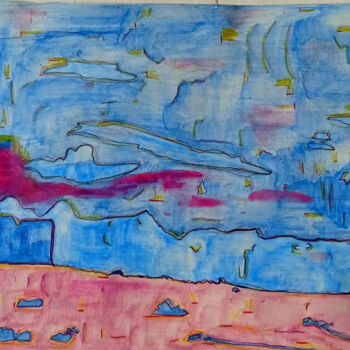 Painting titled "Τοπιο Καμπου,Πάτμος…" by Chara Orphanakou, Original Artwork, Watercolor