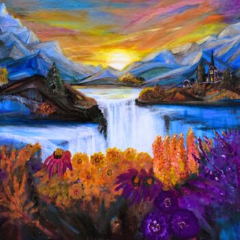Malerei mit dem Titel "Autumn Falls" von Martine Weber, Original-Kunstwerk, Acryl