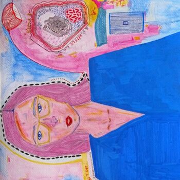 Painting titled "Από τον κόσμο σου" by Chara Orphanakou, Original Artwork, Watercolor