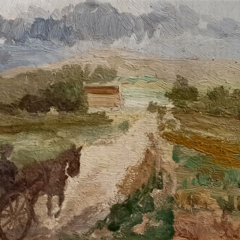 绘画 标题为“Country road - Old…” 由Guido Guidi, 原创艺术品, 油 安装在木板上