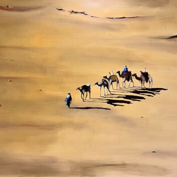 Painting titled "La caravane" by Guido Mannini, Original Artwork, Oil