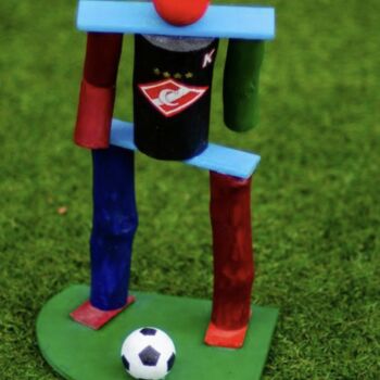 雕塑 标题为“Soccer player” 由Vladimir Borisov, 原创艺术品, 木 安装在木板上