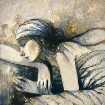 Painting titled "Descanso de modelo" by Cesar Ayllón, Original Artwork, Oil