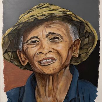 Painting titled "Ebisu  pêcheur phil…" by Jean Pierre Fetis, Original Artwork, Acrylic Mounted on Wood Stretcher frame