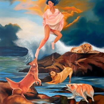 Pittura intitolato "Between the sky and…" da Vikonstanti, Opera d'arte originale, Olio