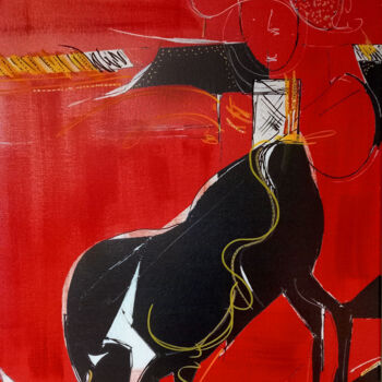 Painting titled "Taureau cinco" by Florence Poiret, Original Artwork, Acrylic