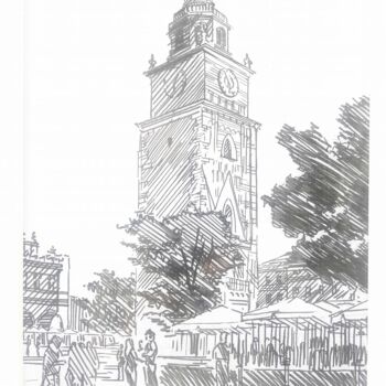 Drawing titled "Town Hall Tower, Kr…" by Dmytro Koptyev, Original Artwork, Marker