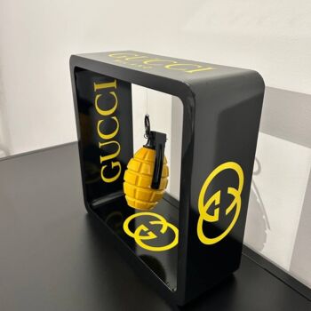 Sculpture titled "Cazzimma Bomb Yello…" by Cupydo, Original Artwork, Wood