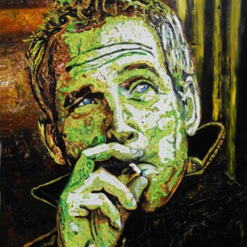 绘画 标题为“Paul Newman” 由Jerome Labrunerie (GEO), 原创艺术品, 油 安装在木质担架架上