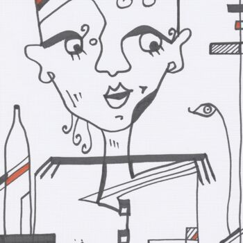 Drawing titled "l homme à la boutei…" by Jaji, Original Artwork, Marker