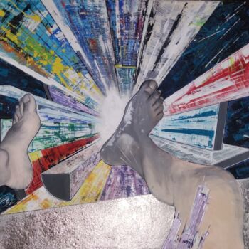 Painting titled "Dare wears Sky" by Akille De Blasio, Original Artwork, Acrylic Mounted on Wood Stretcher frame