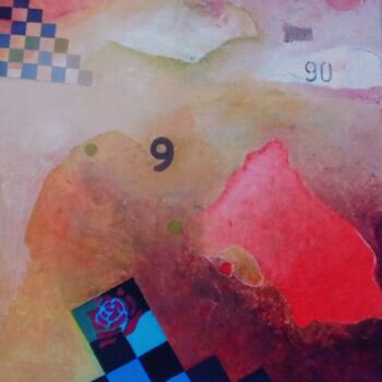 Peinture intitulée "9090 with rose" par Reiner Makarowski, Œuvre d'art originale, Huile