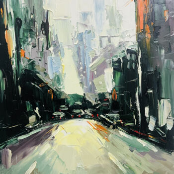 Pintura titulada "METROPOLITAN PULSE" por Vahe Bagumyan, Obra de arte original, Oleo Montado en Bastidor de camilla de madera