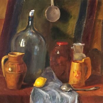 Pintura intitulada "Grandma's cellar" por Vladislav Guzeev, Obras de arte originais, Óleo Montado em Armação em madeira