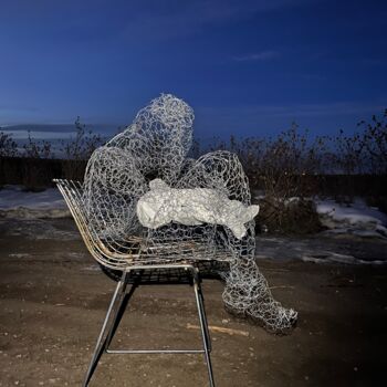 Sculpture titled "Pieta" by Jake Sheykhet, Original Artwork, Stainless Steel