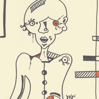 Drawing titled "femme mannequin" by Jaji, Original Artwork, Marker