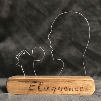 Sculpture titled "Éloquence 2" by Eric Garnier (Idji), Original Artwork, Wire