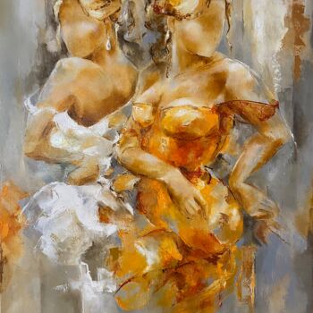 Peinture intitulée "À l'unisson" par Isabelle Labrize, Œuvre d'art originale, Huile Monté sur Châssis en bois
