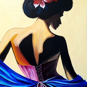 Painting titled "Élégante en corset" by Jérémy Magnanou (Jemy-Art), Original Artwork, Acrylic Mounted on Wood Stretcher frame
