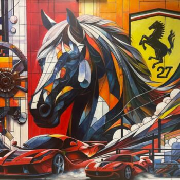 Painting titled ""Rossa Corsa: Lord…" by Adam Laabs, Original Artwork, Oil Mounted on Wood Stretcher frame