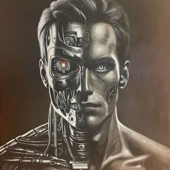 绘画 标题为“"Interface Human 4.…” 由Adam Laabs, 原创艺术品, 油 安装在木质担架架上