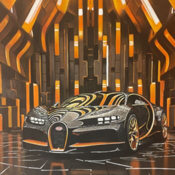 「'The Circuit's Beas…」というタイトルの絵画 Adam Laabsによって, オリジナルのアートワーク, オイル ウッドストレッチャーフレームにマウント