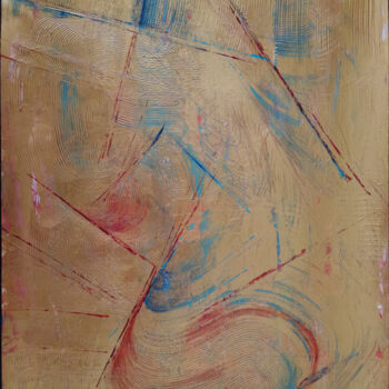 Schilderij getiteld "Golden net" door Yulia Larionova, Origineel Kunstwerk, Acryl