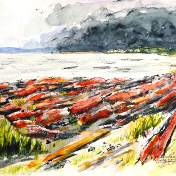 Drawing titled "Berge de Rivière-Ou…" by René Blanchet, Original Artwork, Watercolor
