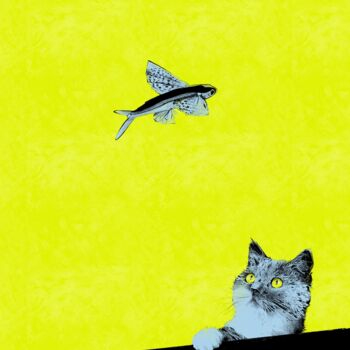 Arts numériques intitulée "flying fish" par Alexandra Astapova, Œuvre d'art originale, Peinture numérique