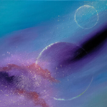 Pittura intitolato "space, universe, st…" da Olesia Lebedenko, Opera d'arte originale, Olio Montato su Telaio per barella in…