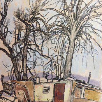 Ζωγραφική με τίτλο ""Rural landscape''" από Raffi Ghazaryan, Αυθεντικά έργα τέχνης, Γέλη στυλό