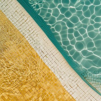 「Pool 22, 2024」というタイトルのデジタルアーツ Jil Andersによって, オリジナルのアートワーク, AI生成画像 その他の剛性パネルにマウント