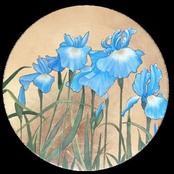 Painting titled "Blue irises" by Syncope Mars, Original Artwork, Oil