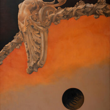 Painting titled "Levitación con punt…" by Juan Álvarez Cebrián, Original Artwork, Oil Mounted on Wood Stretcher frame