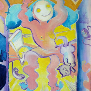 Schilderij getiteld "A Weird 36 Hours" door Oberlin The Artist, Origineel Kunstwerk, Olie