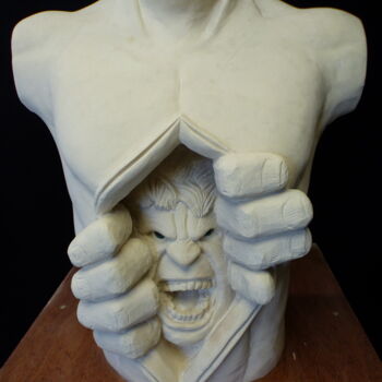 Sculpture titled "Colère" by Pierre Delinfini, Original Artwork, Stone