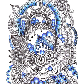 Desenho intitulada "Winter Zenart 2_ Ab…" por Viktoriya Crichton, Obras de arte originais, Caneta de gel