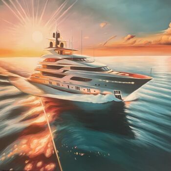 "Alexandra's Yacht" başlıklı Tablo Adam Laabs tarafından, Orijinal sanat, Petrol Ahşap Sedye çerçevesi üzerine monte edilmiş
