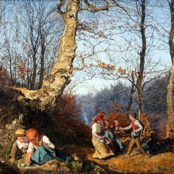 Painting titled "Le début du printem…" by Ferdinand Georg Waldmüller, Original Artwork, Oil