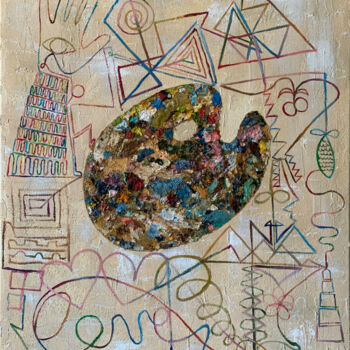 Malerei mit dem Titel "Palette of the world" von Anton Vishnevsky (A. Vish), Original-Kunstwerk, Öl Auf Holzplatte montiert