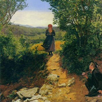 Painting titled "L'attendue" by Ferdinand Georg Waldmüller, Original Artwork, Oil