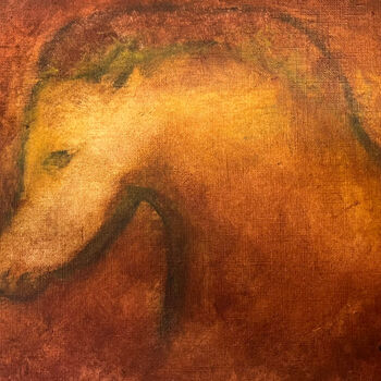 Painting titled "Tête du petit cheva…" by Jean Xavier Combe, Original Artwork, Oil