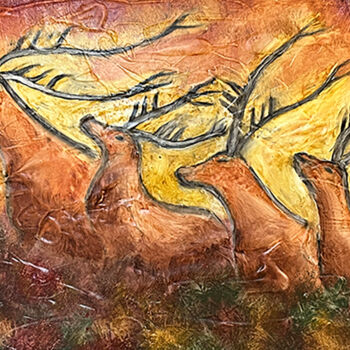 Painting titled "La traversée des ce…" by Jean Xavier Combe, Original Artwork, Oil Mounted on Wood Stretcher frame