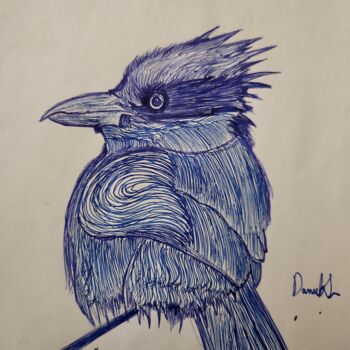 Disegno intitolato "L'oiseau sur une br…" da Dan Klight, Opera d'arte originale, Matita