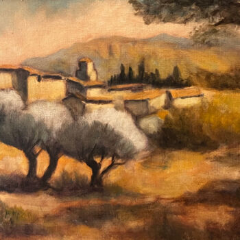 Painting titled "Ramatuelle." by Jean Xavier Combe, Original Artwork, Oil Mounted on Wood Stretcher frame